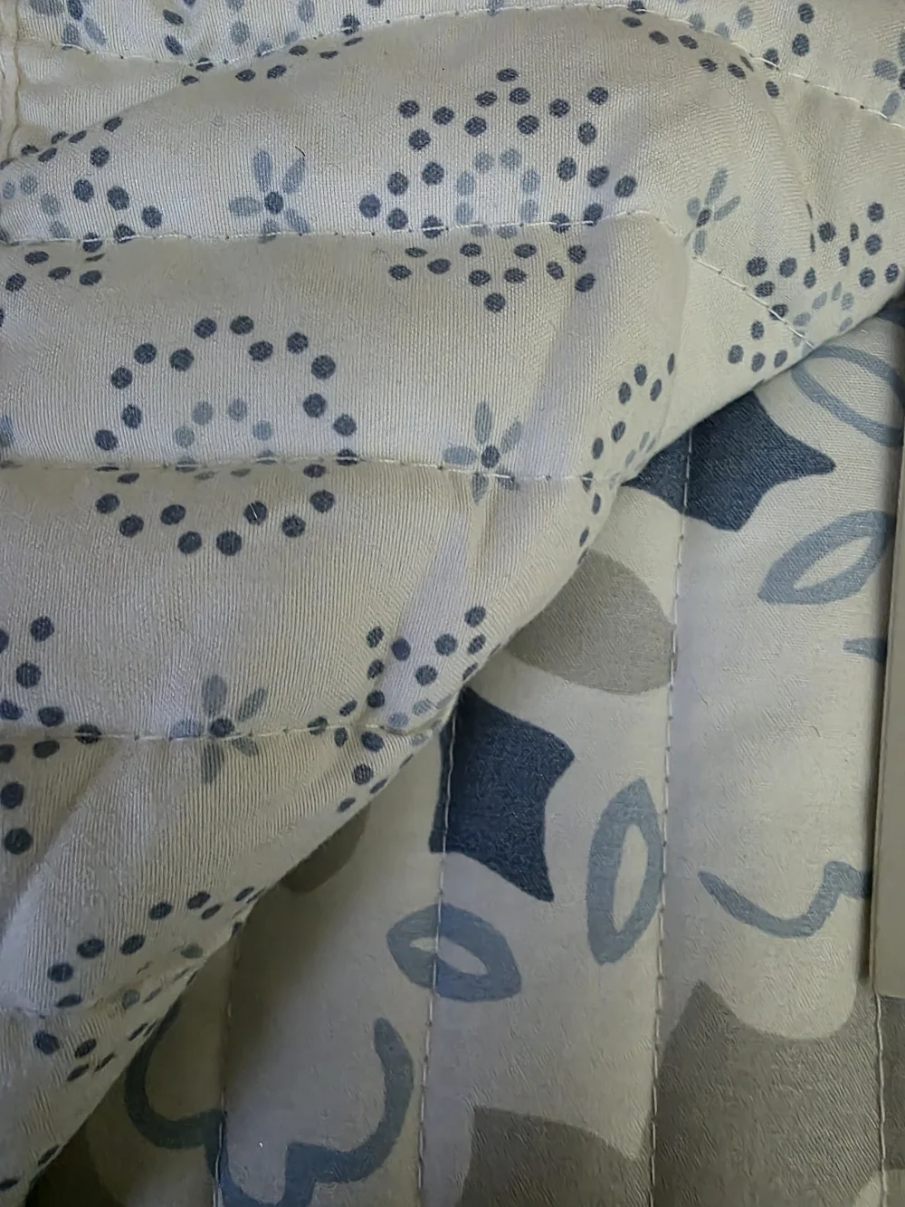 Martha Stewart Blue and Gray Quilted King Set with Neutral Accents